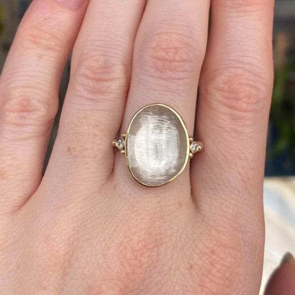 Sterling Silver Adjustable Clear Quartz Ring | Earthbound Trading Co.